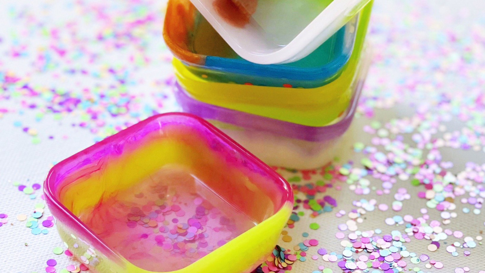 colourful glitter and resin trays
