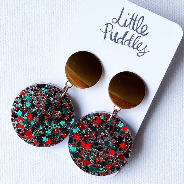 * NEW * Statement Earrings - Christmas Gold