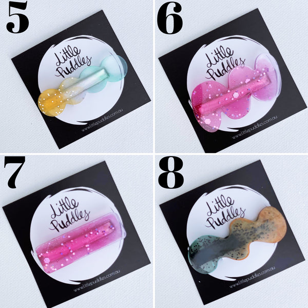 Resin Hair-Clips - individual pieces