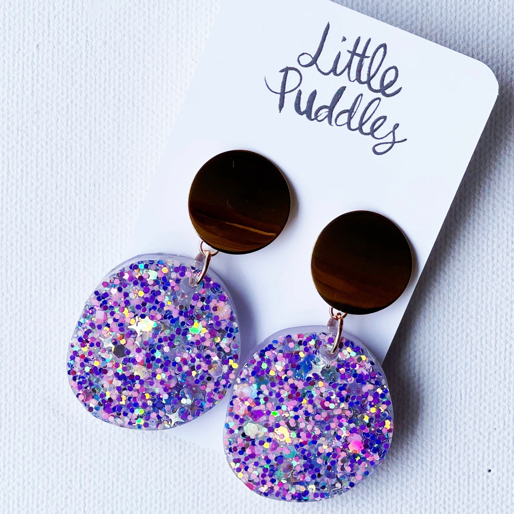 * NEW * Statement Earrings - Lilac Gold